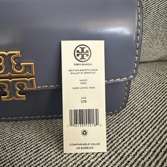 NWT TORY BURCHBRITTEN SMOOTH CHAIN WALLET W. WRISTLET141071